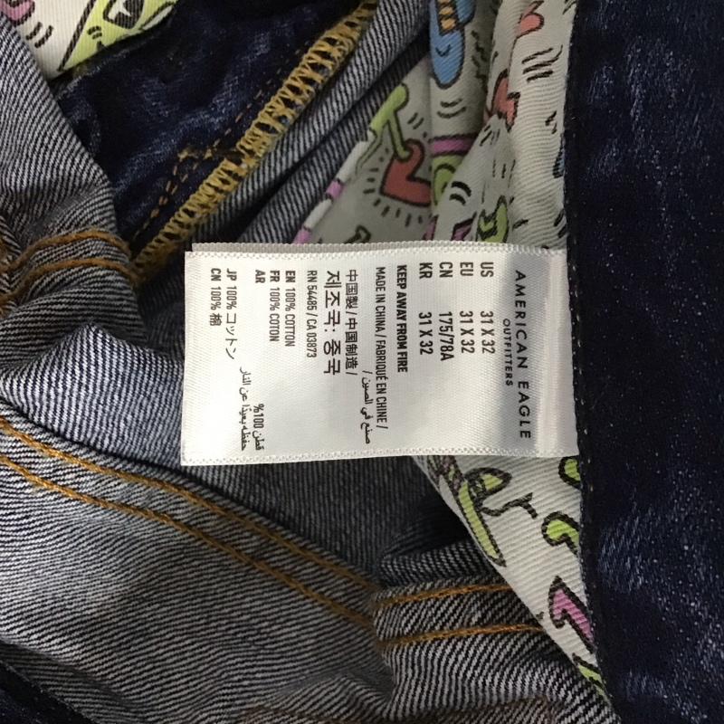 アメリカンイーグル AMERICANEAGLE パンツ デニム、ジーンズ デニムパンツ スリムパンツ カジュアルパンツ 31インチ ロゴ、文字 インディゴ / インディゴ / メンズ USED 古着 中古 10130710