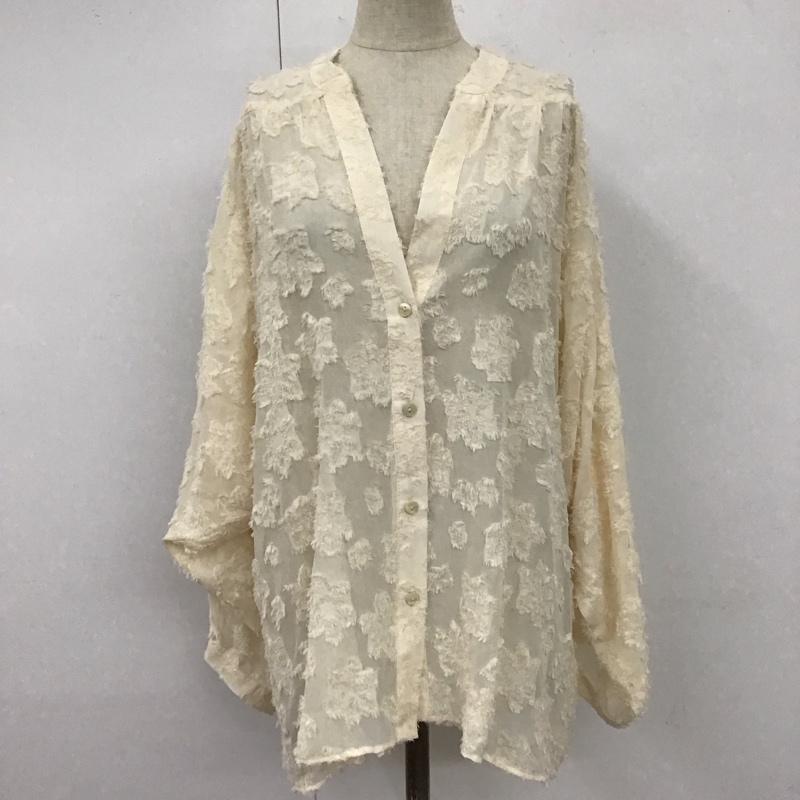 ザラ ZARA シャツ、ブラウス 長袖 長袖シャツ ノーカラーシャツ カジュアルシャツ M 総柄 白 / ホワイト / レディース USED 古着 中古 10110282