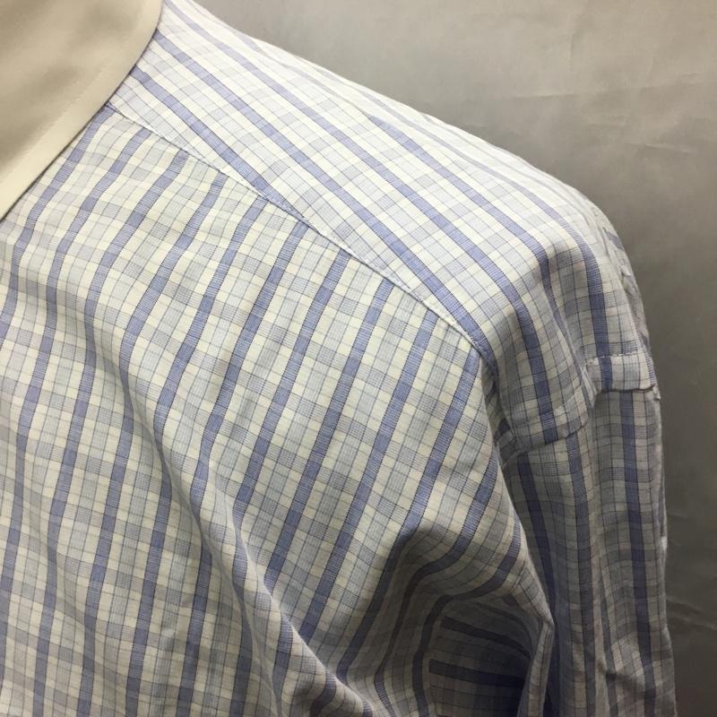 チャップス CHAPS シャツ、ブラウス 長袖 ボタンダウン 40-82 チェック 白 / ホワイト / X 水色 / ライトブルー / メンズ USED 古着 中古 10115529