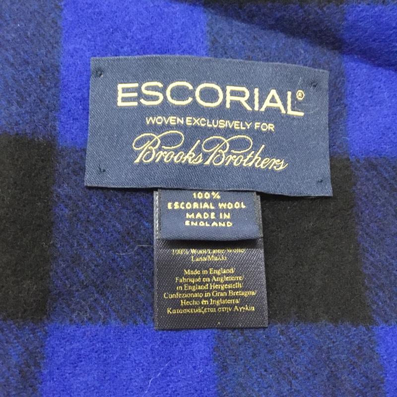 ブルックスブラザーズ BROOKS BROTHERS マフラー マフラー ウール フリンジ チェック ロゴ、文字 黒 / ブラック / X 青 / ブルー / メンズ USED 古着 中古 10113652