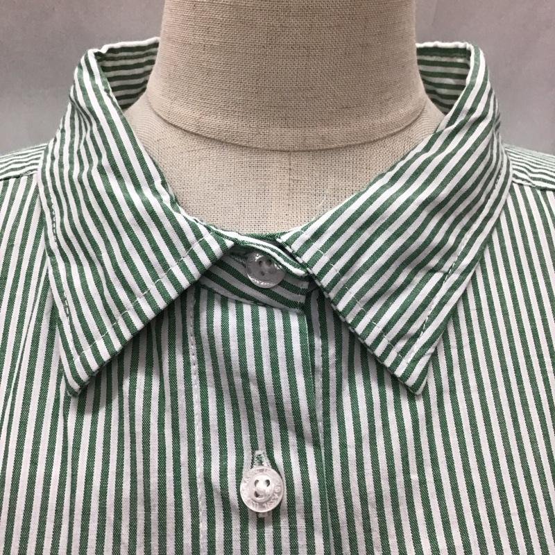ユーエスポロアッスン U.S.POLO ASSN. シャツ、ブラウス 半袖 半袖シャツ カラーシャツ 半袖カットソー ストライプシャツ LL ストライプ 白 / ホワイト / X 緑 / グリーン / レディース USED 古着 中古 10116933