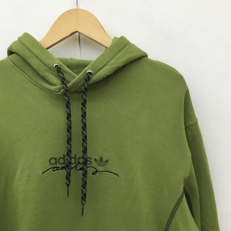 アディダス adidas パーカー 長袖 GD9278 M ロゴ、文字 黄緑 / イエローグリーン / X 黒 / ブラック / メンズ USED 古着 中古 10136986