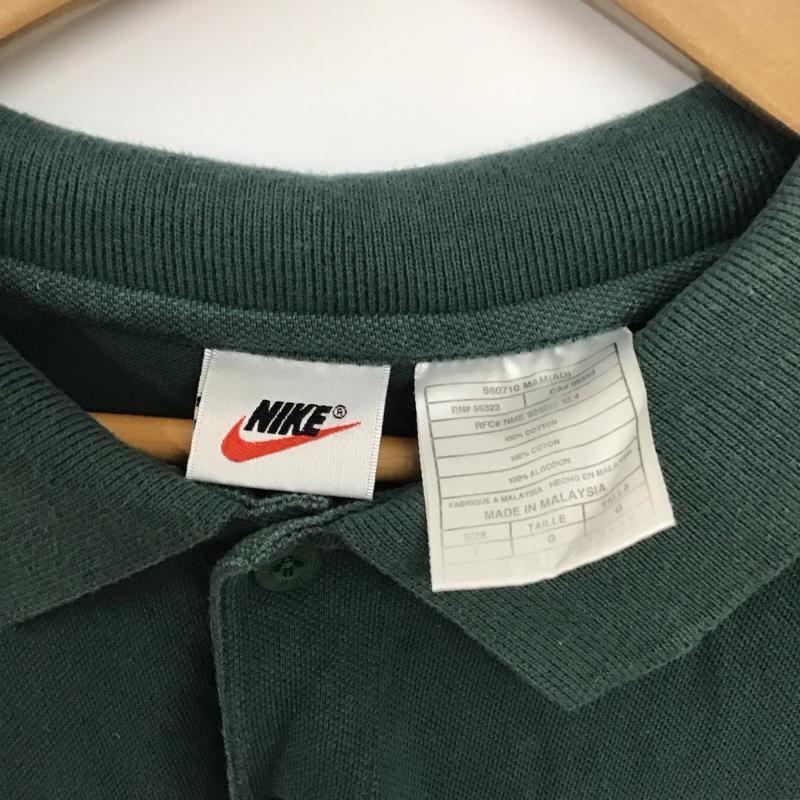 ナイキ NIKE ポロシャツ 半袖 L ロゴ、文字 緑 / グリーン / メンズ USED 古着 中古 10138192