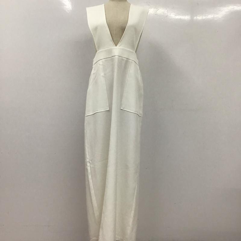 アビトーキョー ABITOKYO ワンピース ロングスカート ジャンパースカート バックスリット L 無地 白 / ホワイト / レディース USED 古着 中古 10108102
