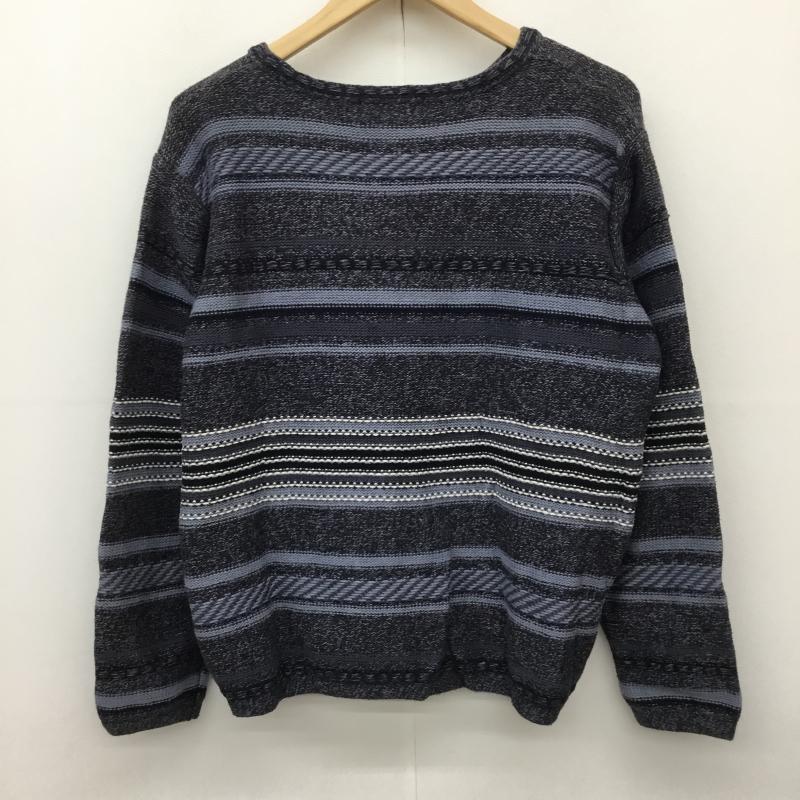 エディーバウアー Eddie Bauer ニット、セーター 長袖 L ボーダー柄 青 / ブルー / X 紺 / ネイビー / メンズ USED 古着 中古 10138283