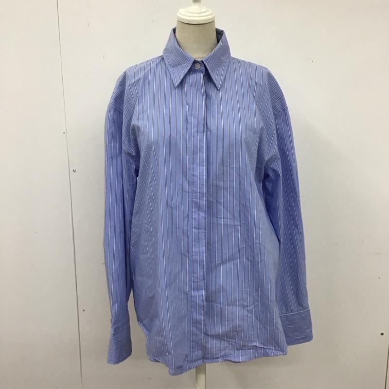 ザラ ZARA シャツ、ブラウス 長袖 7385 186 400 オーバーサイズ XS ストライプ 青 / ブルー / X 白 / ホワイト / レディース USED 古着 中古 10122675