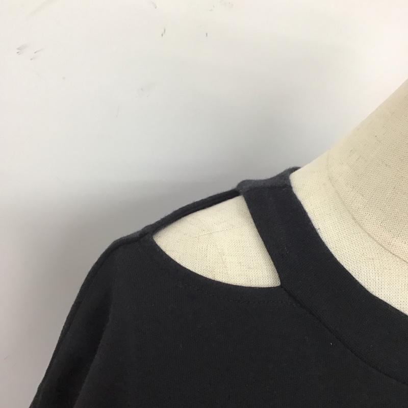 スライ SLY カットソー 半袖 030ESA80-5590 NECK W OPEN OVERSIZE TSH FREE 無地 黒 / ブラック /  レディース USED 古着 中古 10109699