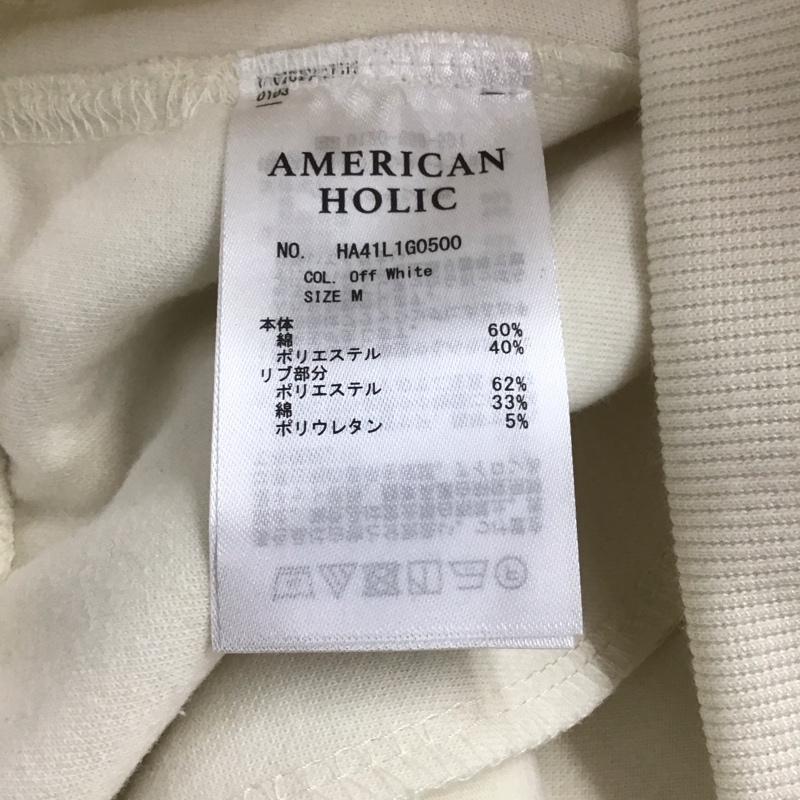 アメリカンホリック AMERICAN HOLIC トレーナー 長袖 HA41L1G0500 バックZIPロゴ刺繍ポンチチュニック タグ付き M ロゴ、文字 オフホワイト / オフホワイト / レディース USED 古着 中古 10139135