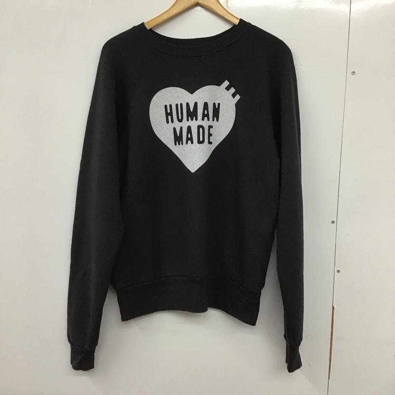 ヒューマンメード HUMAN MADE トレーナー 長袖 スウェット 裏起毛 M ロゴ、文字 黒 / ブラック / メンズ USED 古着 中古 10133568