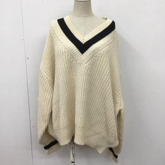 ジュエティ jouetie ニット、セーター 長袖 082160300601-02 ラインニット Vネック M  アイボリー / アイボリー / X 黒 / ブラック /  レディース USED 古着 中古 10108277