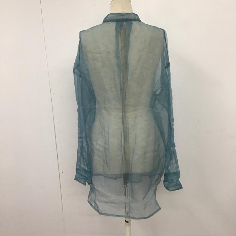 ジーナシス JEANASIS シャツ、ブラウス 長袖 JS063348MC シアー バンドカラーシャツ FREE 無地 青 / ブルー / レディース USED 古着 中古 10122677