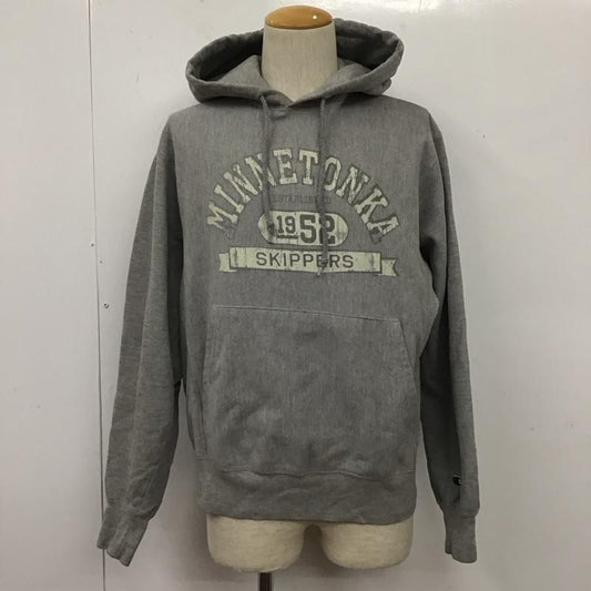 チャンピオン Champion パーカー 長袖 長袖パーカー フード付きパーカー プリントスウェット トレーナー S ロゴ、文字 灰 / グレー /  メンズ USED 古着 中古 10124827