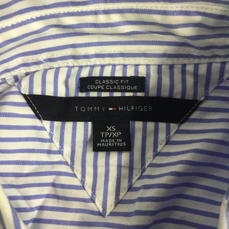 トミーヒルフィガー TOMMY HILFIGER シャツ、ブラウス 長袖 チェック XXS ストライプ 青 / ブルー / X 白 / ホワイト / レディース USED 古着 中古 10000006