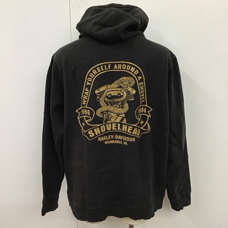 ハーレーダビッドソン Harley-Davidson パーカー 長袖 長袖パーカー フード付きパーカー プリントスウェット トレーナー XXL ロゴ、文字 黒 / ブラック /  メンズ USED 古着 中古 10119956