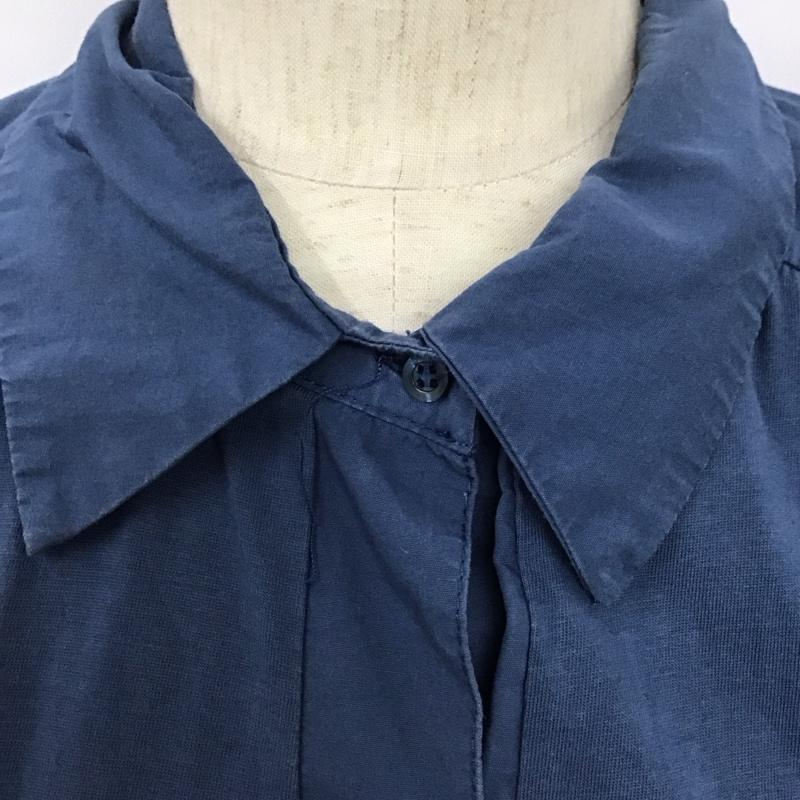 ザラ ZARA ワンピース ロングスカート 長袖シャツワンピース 前空きロングワンピース フレアスカート L 無地 青 / ブルー / レディース USED 古着 中古 10125263