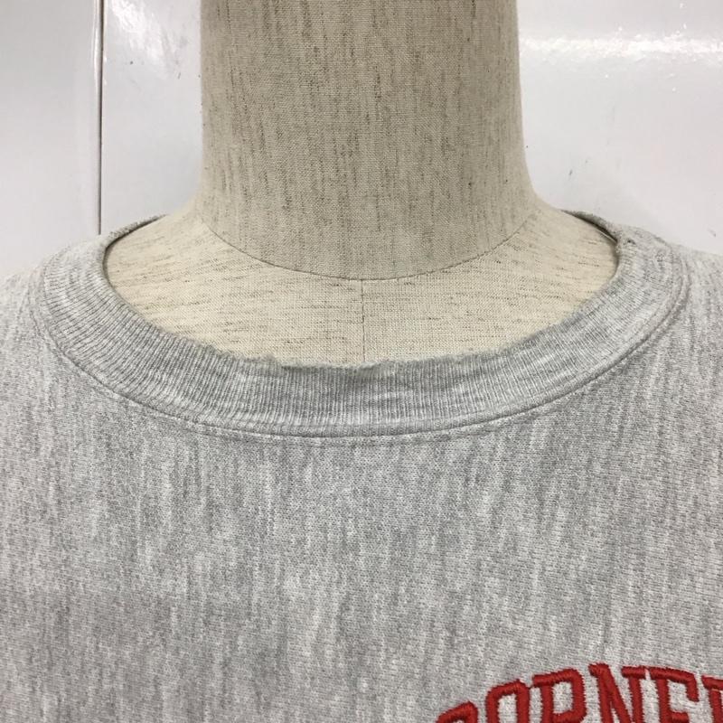 チャンピオン Champion トレーナー 長袖 長袖トレーナー スウェット クルーネック リブスウェットカットソー XL ロゴ、文字 X 刺繍 灰 / グレー / メンズ USED 古着 中古 10110394