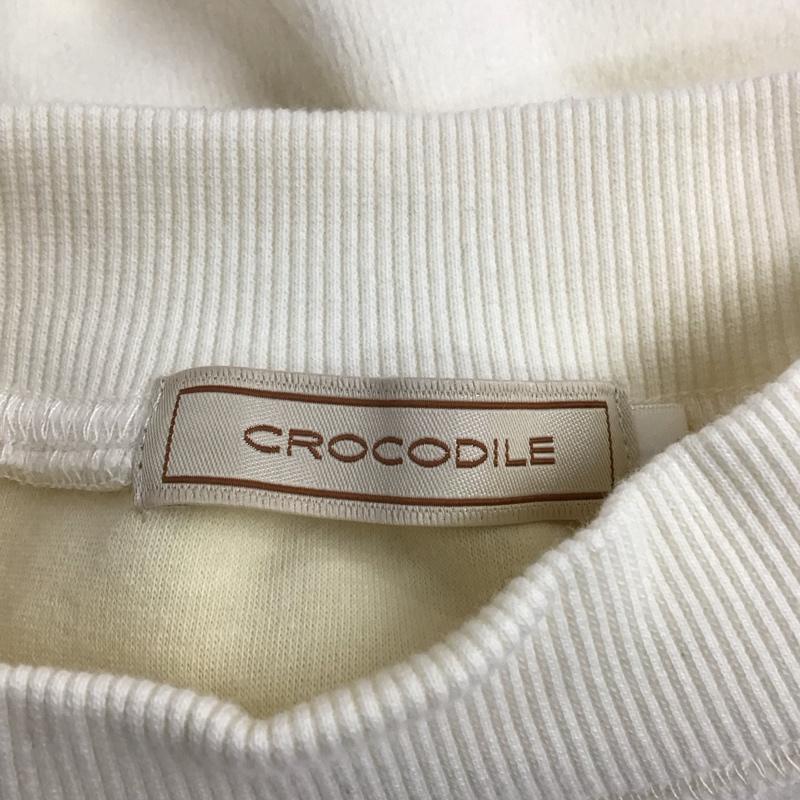 クロコダイル CROCODILE カットソー 長袖 0302-25230 モックネック L ワンポイント アイボリー / アイボリー / レディース USED 古着 中古 10120604