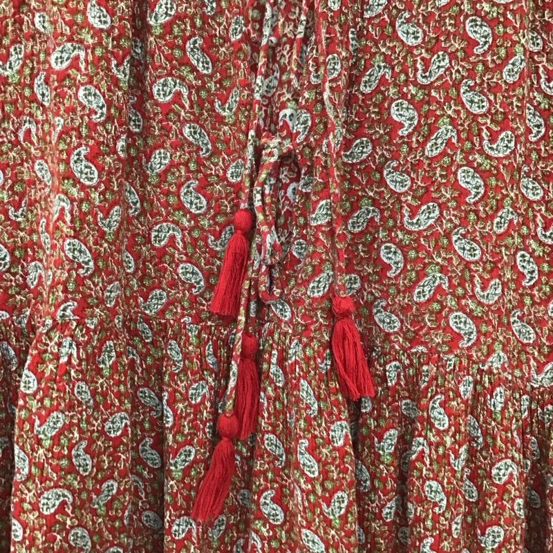 ザラ ZARA カットソー 長袖 L 総柄 赤 / レッド / レディース USED 古着 中古 10130292