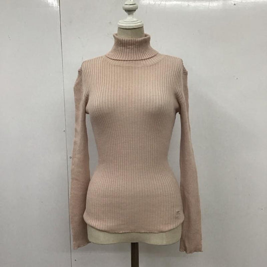 バーバリーブルーレーベル BURBERRY BLUE LABEL ニット、セーター 長袖 FB594-757-12 ウール タートルネック 38 ワンポイント 桃 / ピンク /  レディース USED 古着 中古 10116716