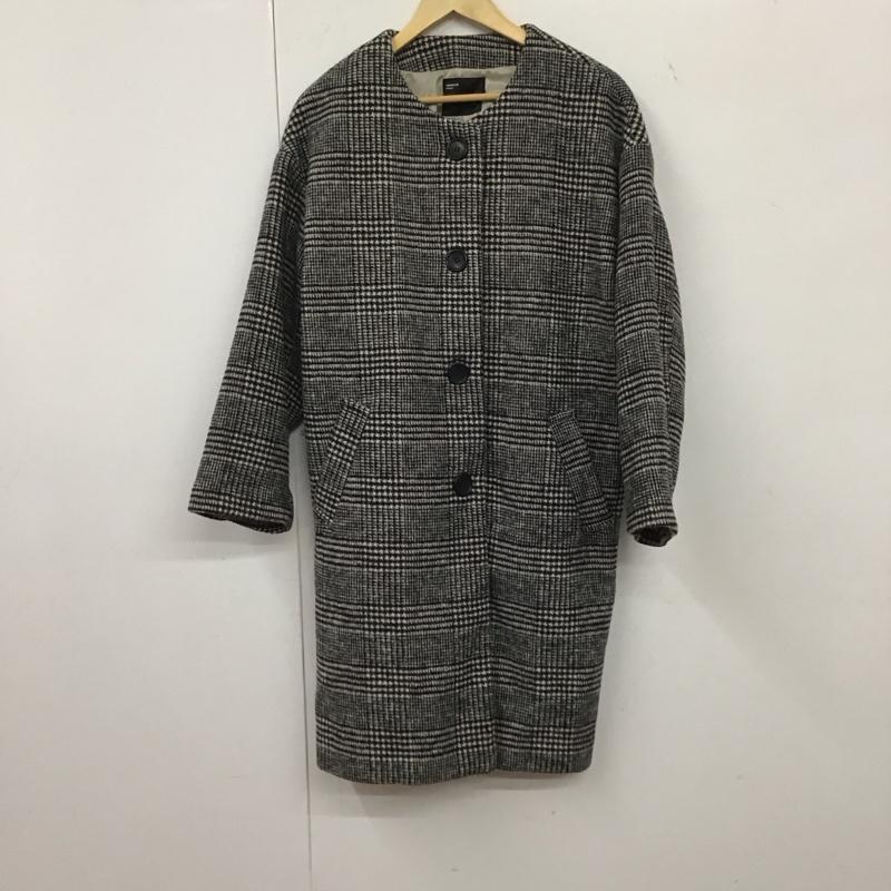 アメリカンホリック AMERICAN HOLIC ジャケット、上着 ジャケット、ブレザー ha94l0z1290 チェック柄ノーカラーコート アウター M チェック 白 / ホワイト / X 黒 / ブラック / レディース USED 古着 中古 10135193