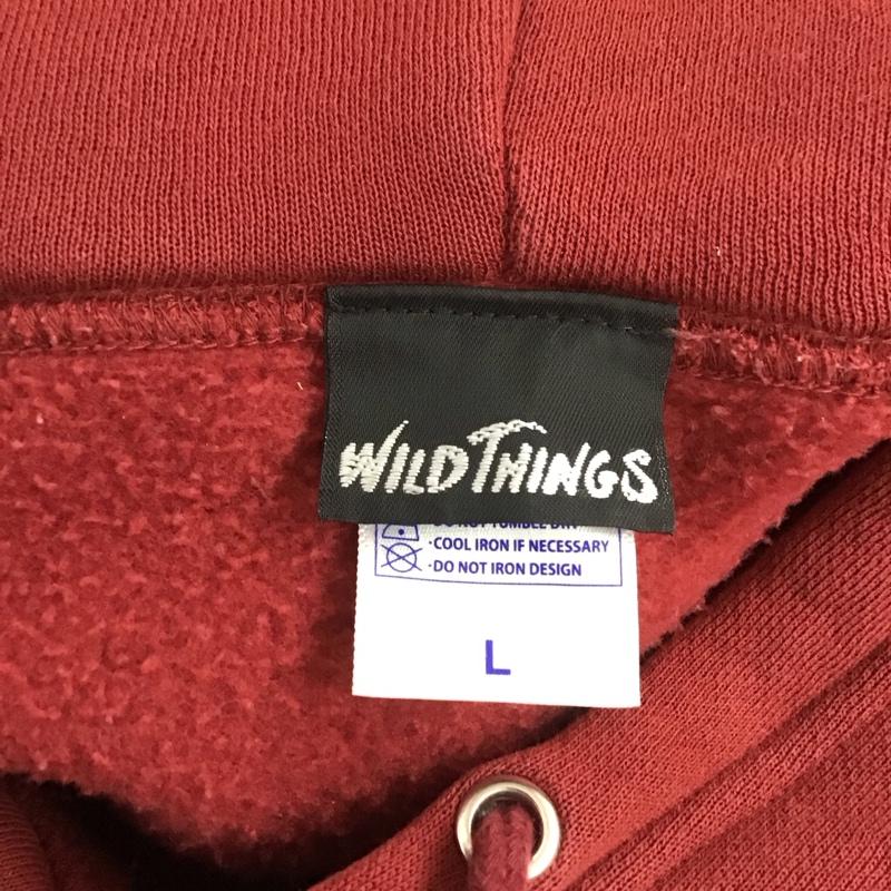 ワイルドシングス WILD THINGS パーカー 長袖 長袖パーカー フード付きパーカー プリントスウェット トレーナー L プリント 赤 / レッド / メンズ USED 古着 中古 10109842