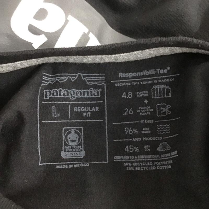 パタゴニア patagonia カットソー 長袖 長袖カットソー クルーネックカットソー ロングスリーブカットソー プリントTシャツ L ロゴ、文字 黒 / ブラック /  メンズ USED 古着 中古 10110886