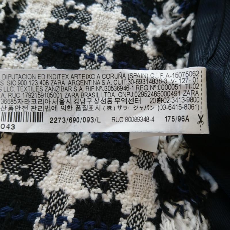 ザラベーシック ZARA BASIC コート コート一般 L チェック 白 / ホワイト / X 黒 / ブラック / X 青 / ブルー / レディース USED 古着 中古 10011644