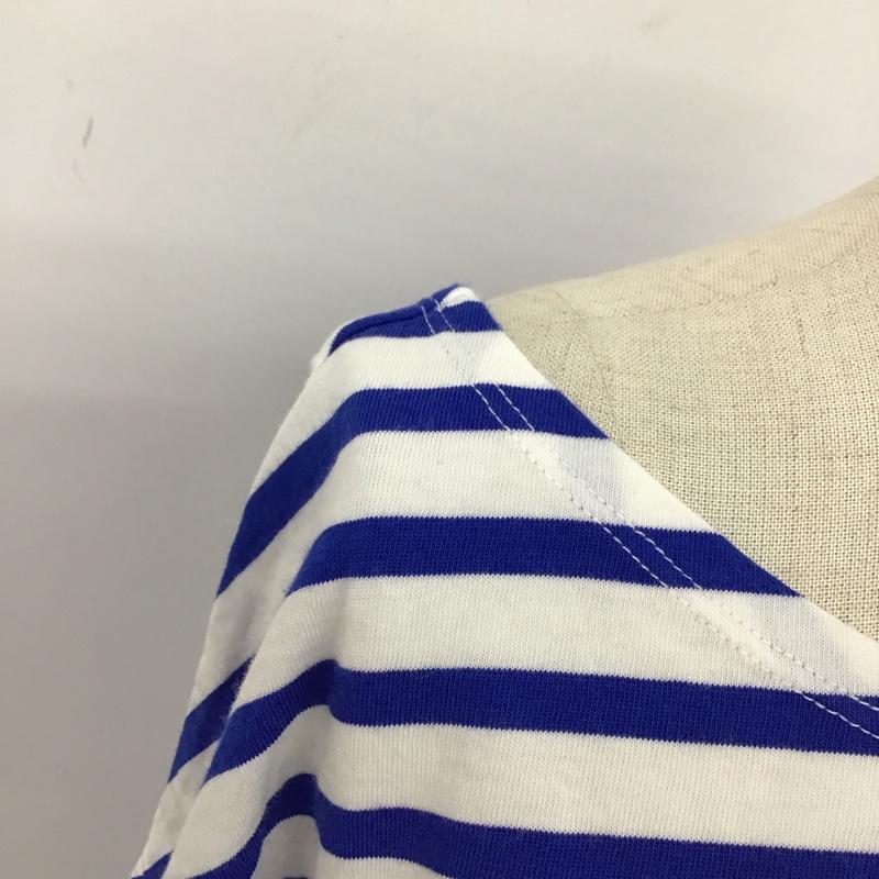 ニコアンド niko and... カットソー 半袖 半袖カットソー プリントTシャツ クルーネックカットソー L ボーダー柄 白 / ホワイト / X 青 / ブルー / レディース USED 古着 中古 10114332