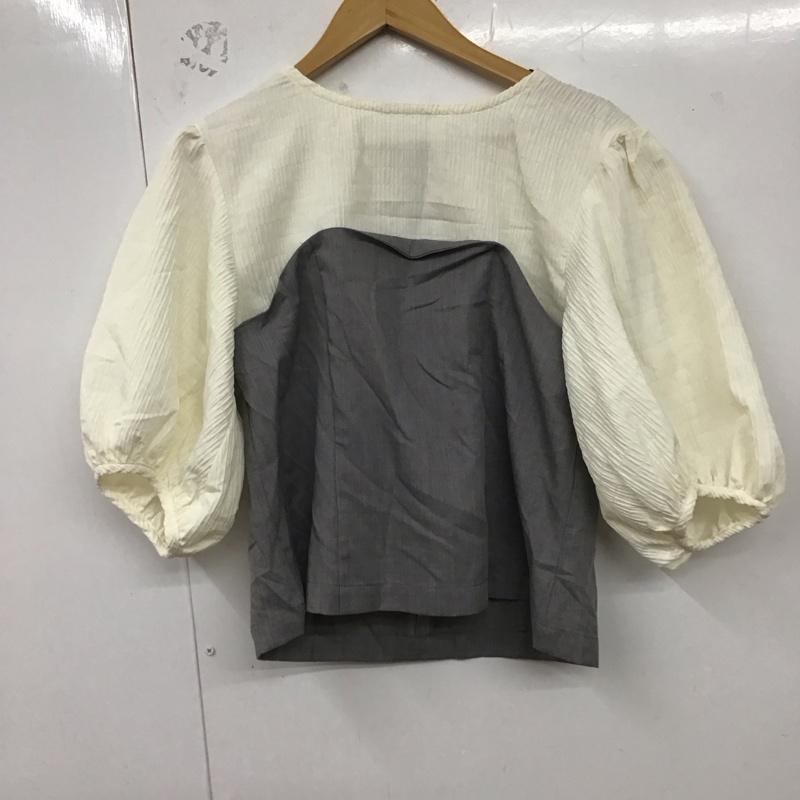 アズールバイマウジー AZUL BY MOUSSY カットソー 半袖 250HSF30-236D ビスチェレイヤードパフスリーブトップス M 無地 白 / ホワイト / X 灰 / グレー / レディース USED 古着 中古 10129237