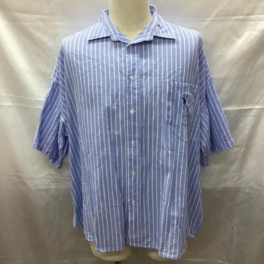 ユーエスポロアッスン U.S.POLO ASSN. シャツ、ブラウス 半袖 半袖シャツ カラーシャツ 半袖カットソー ストライプシャツ L ストライプ 白 / ホワイト / X 水色 / ライトブルー /  メンズ USED 古着 中古 10113303