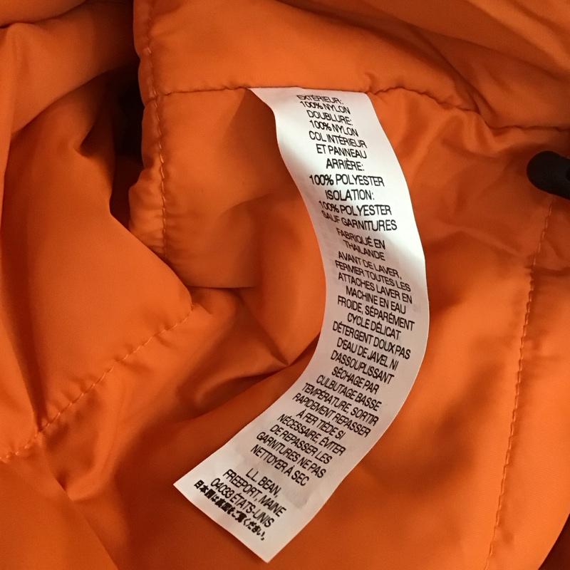 エルエルビーン L.L.Bean ジャケット、上着 ジャケット、ブレザー OJNH4 ナイロンジャケット 中綿 S ロゴ、文字 橙 / オレンジ / メンズ USED 古着 中古 10111861