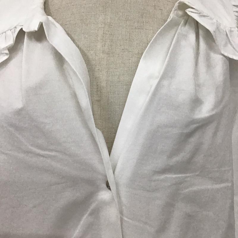 ザラ ZARA シャツ、ブラウス 七分袖 3666 162 250 フリル襟 ボリュームスリーブ M 無地 白 / ホワイト / レディース USED 古着 中古 10107969