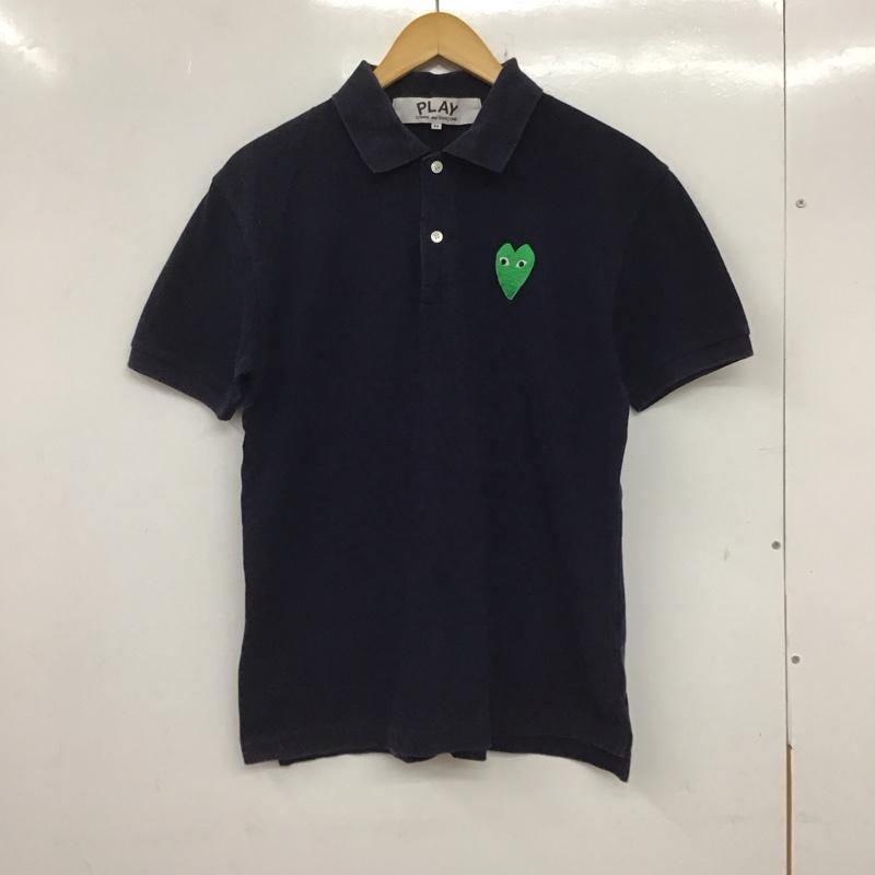 プレイコムデギャルソン PLAY COMME des GARCONS ポロシャツ 半袖 半袖ポロシャツ カラーシャツ 半袖カットソー M ロゴ、文字 紺 / ネイビー / メンズ USED 古着 中古 10135477