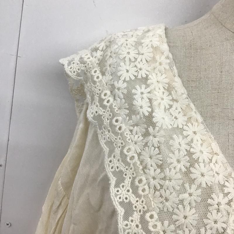 ザラ ZARA カットソー 長袖 7484 058 712 刺繍カラーブラウス ビッグカラー S 無地 アイボリー / アイボリー /  レディース USED 古着 中古 10107156