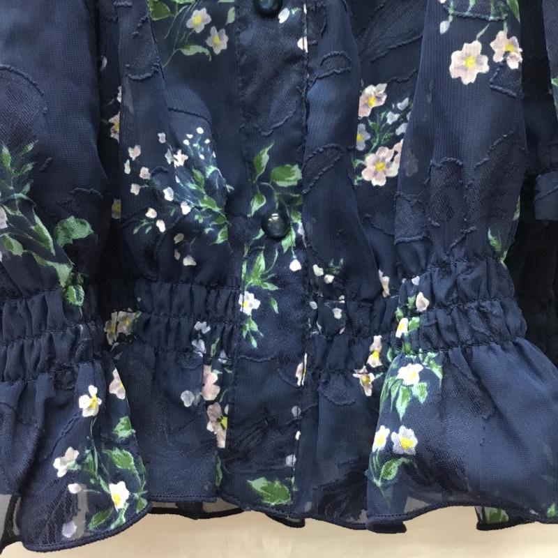マジェスティックレゴン MAJESTIC LEGON カットソー 半袖 1085032900 オープンショルダーブラウス S 花柄 紺 / ネイビー / レディース USED 古着 中古 10118188