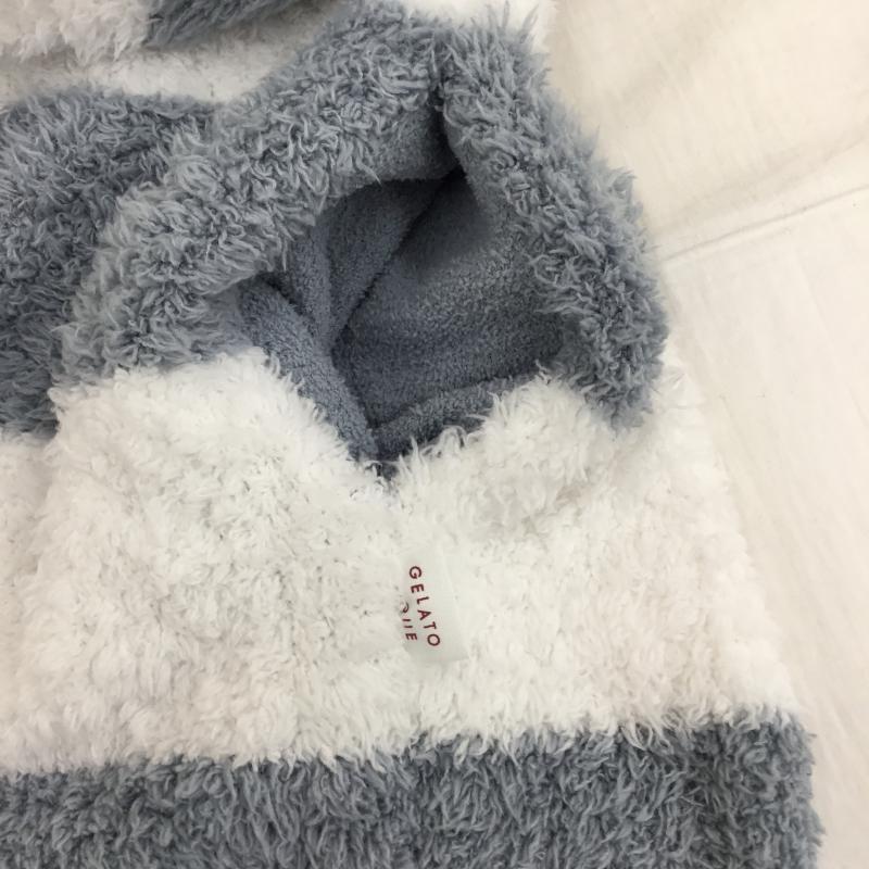 ジェラートピケ gelato pique パーカー 長袖 FREE ストライプ 白 / ホワイト / X 青 / ブルー / レディース USED 古着 中古 10137798