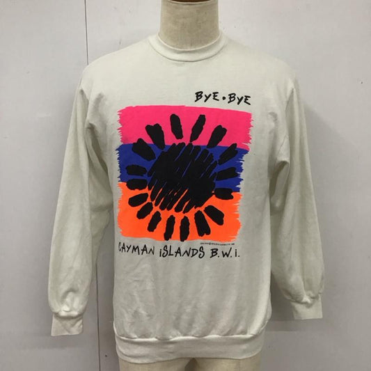 バイバイ BYE-BYE トレーナー 長袖 M ロゴ、文字 白 / ホワイト /  メンズ USED 古着 中古 10116827