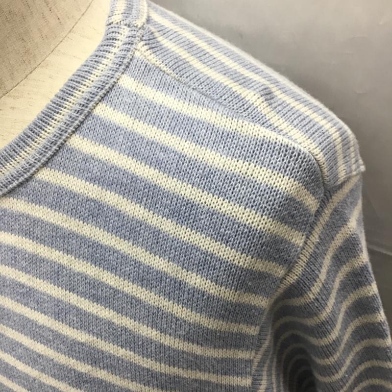 ナノベース nano base カットソー 長袖 ba73tt0552ph 接結ボーダーTシャツ L/S 長袖カットソー クルーネックカットソー M ボーダー柄 白 / ホワイト / X 水色 / ライトブルー /  メンズ USED 古着 中古 10108718