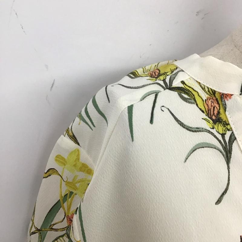ザラベーシック ZARA BASIC シャツ、ブラウス 七分袖 ノーカラーシャツカットソー Vネック 七分丈シャツ プルオーバー M プリント マルチカラー / マルチカラー / レディース USED 古着 中古 10109226
