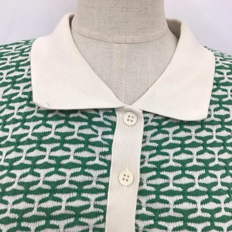 ザラ ZARA カットソー 半袖 半袖カットソー ポロシャツ カラーシャツ カジュアルシャツ L 総柄 白 / ホワイト / X 緑 / グリーン / レディース USED 古着 中古 10110843