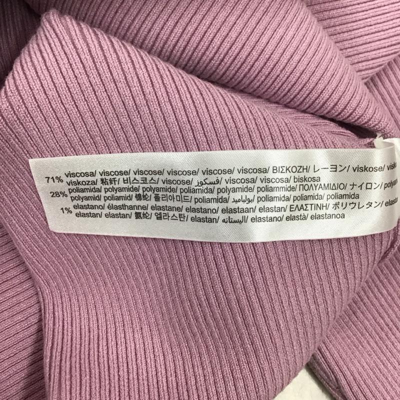 ザラ ZARA カーディガン 長袖 1750 100 668 リブ クルーネック タグ付き M 無地 桃 / ピンク / レディース USED 古着 中古 10118404