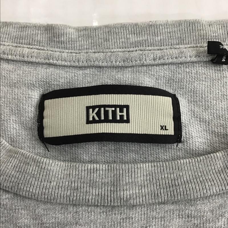 キス KITH Tシャツ 半袖 半袖カットソー プリントTシャツ クルーネックカットソー XL ロゴ、文字 灰 / グレー / メンズ USED 古着 中古 10105596