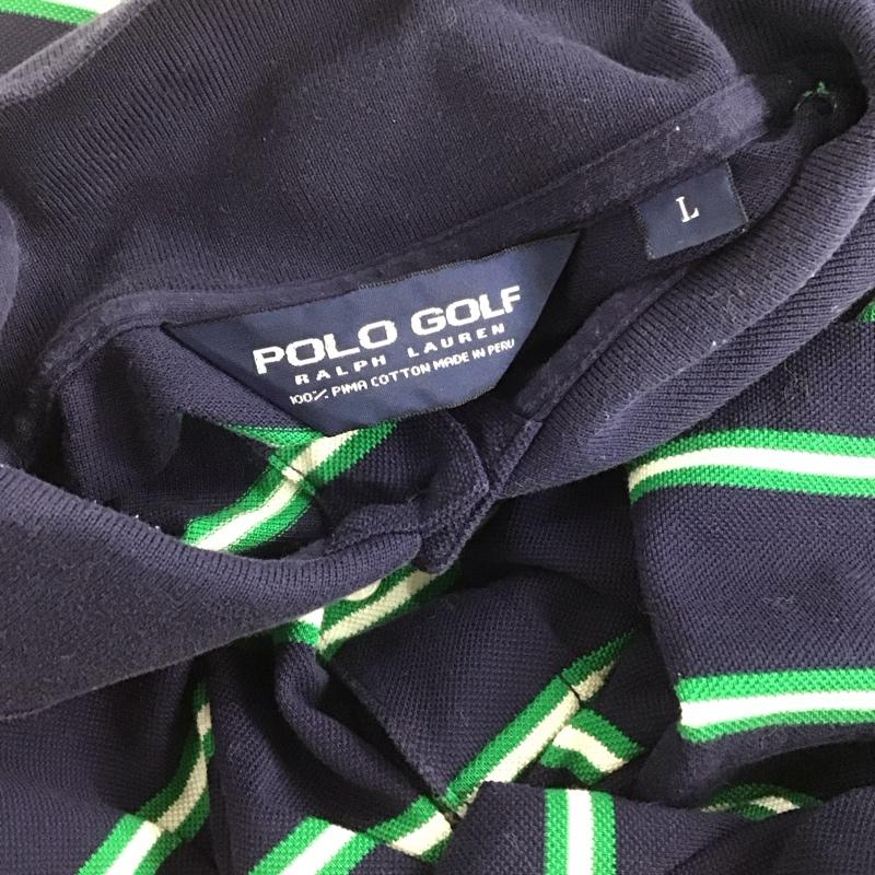ポロゴルフラルフローレン POLOGOLF ポロシャツ 半袖 L ボーダー柄 紺 / ネイビー / メンズ USED 古着 中古 10142991