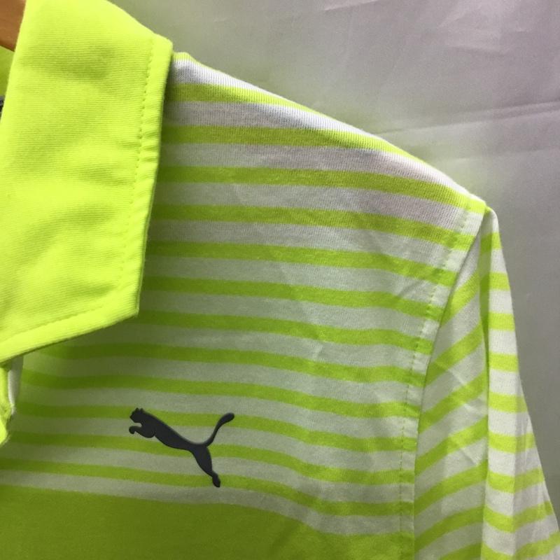 プーマ PUMA ポロシャツ 半袖 スポーツウェア M ワンポイント 黄緑 / イエローグリーン / X 白 / ホワイト / メンズ USED 古着 中古 10119307