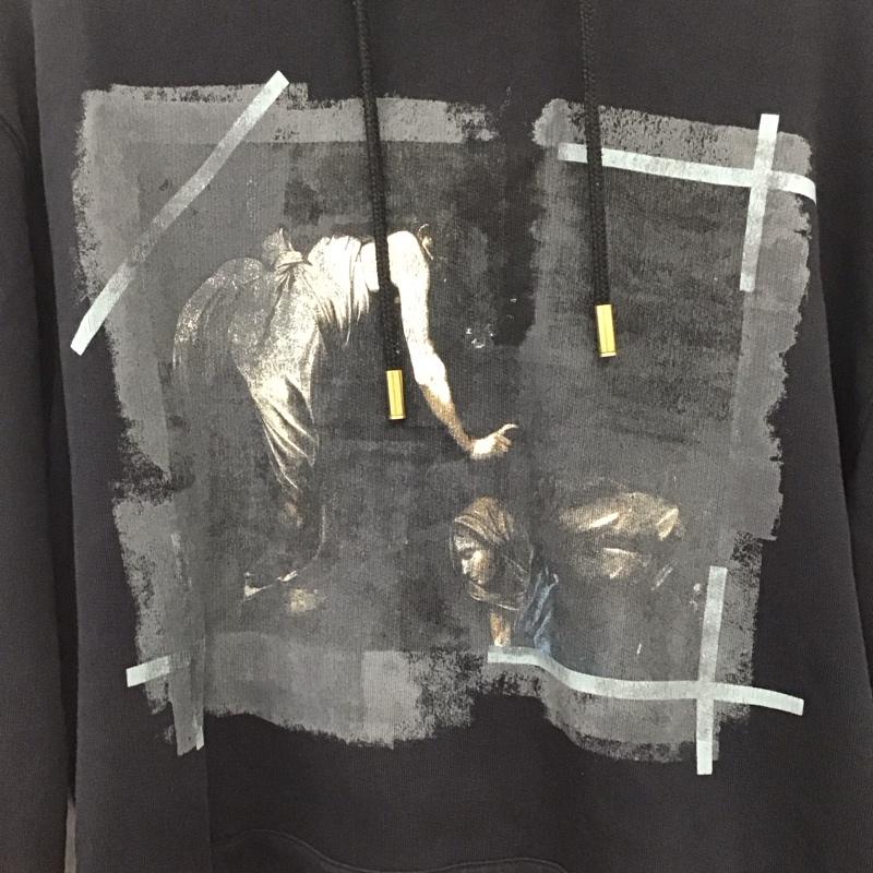 オフホワイト Off-White パーカー 長袖 長袖パーカー プルオーバーパーカー スウェット プリントスウェット XL ロゴ、文字 黒 / ブラック / メンズ USED 古着 中古 10133977