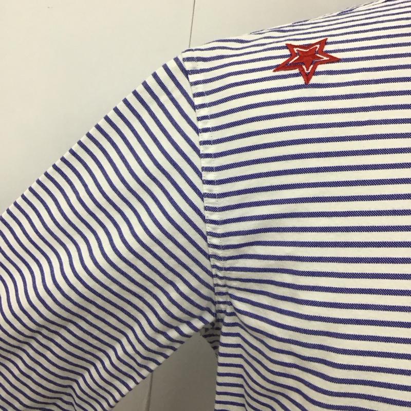 ウィズリミテッド WHIZ LIMITED シャツ、ブラウス 長袖 長袖シャツ カラーシャツ ポケットシャツ 長袖カットソー ボーダーシャツ 4L ボーダー柄 白 / ホワイト / X 青 / ブルー /  メンズ USED 古着 中古 10111743