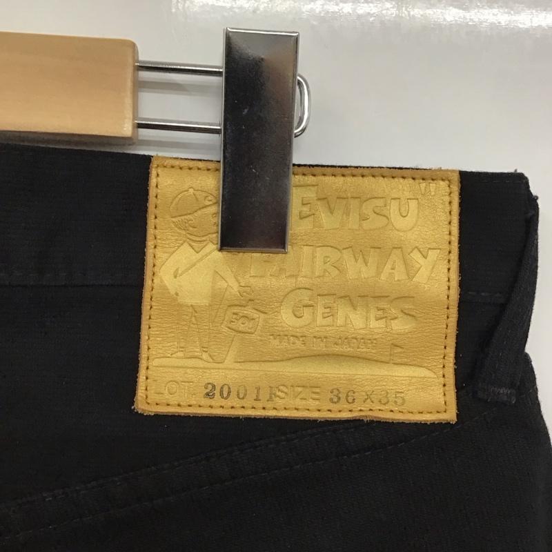 エヴィス EVISU パンツ デニム、ジーンズ デニムパンツ ストレートパンツ ワイドパンツ カジュアルパンツ 36インチ 無地 黒 / ブラック /  メンズ USED 古着 中古 10123561