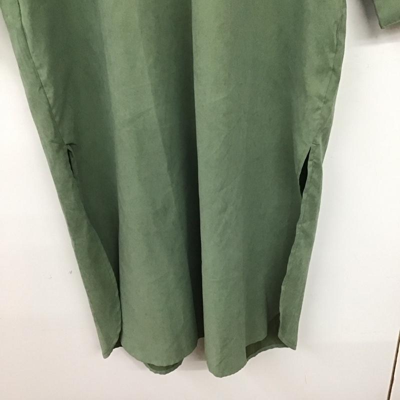 セレクトモカ select MOCA ワンピース ロングスカート 長袖シャツワンピース ノーカラーシャツワンピース M 無地 カーキ / カーキ / レディース USED 古着 中古 10138360