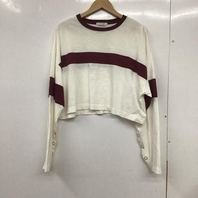 ジーナシス JEANASIS Tシャツ 長袖 JS064216MN アソートボーダーショート FREE 無地 白 / ホワイト / X えんじ / ワインレッド / レディース USED 古着 中古 10132783