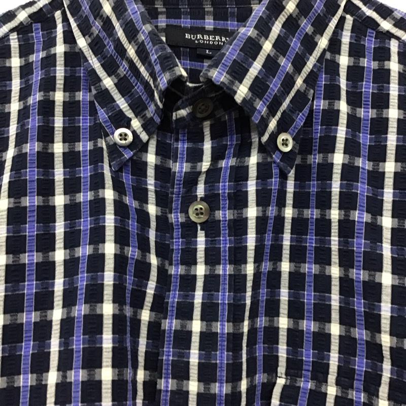 バーバリー BURBERRY シャツ、ブラウス 半袖 半袖シャツ チェックシャツ ボタンダウンシャツ L チェック マルチカラー / マルチカラー / メンズ USED 古着 中古 10137046